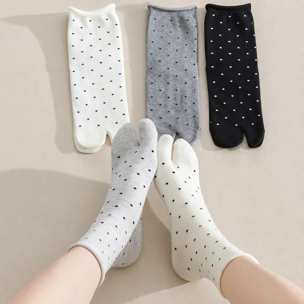 New Polka Dots Two-toed Socks Ankle Length Breathable Split Toe Tabi Socks Soft Cotton Flip Flop Socks Girls