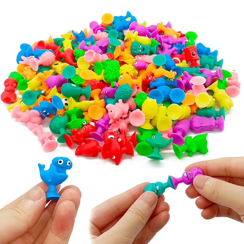 5/10 Uds Mini muñeca con ventosa con caja de silicona juguetes Divertidos para niños monstruos lindos coloridos de dibujos animados adsorbidos en el escritorio TMZ