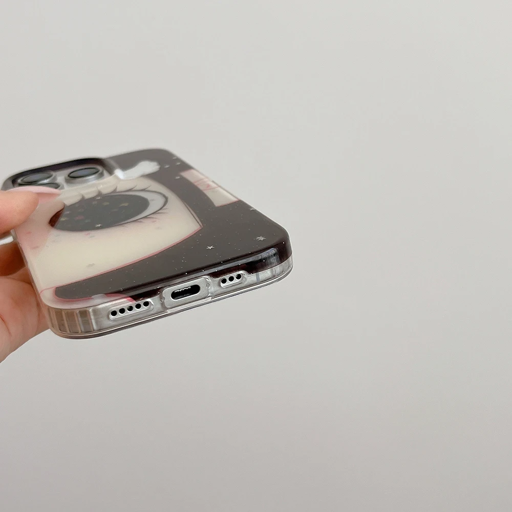 INS Fashiy Cute Big Eyed Girl Чехол для телефона для Xiaomi Mi 15 11 Poco X6 M6 X5 F5 7 NFC GT Lite Pro 4G 5G Задняя крышка с текстурой пера