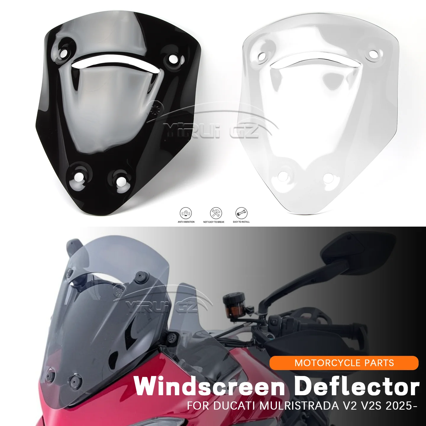 

NEW Windscreen Wind Deflector Quick Release Stable Riding Universal Accessories WINDSHIELD For Ducati MultistradaV2 V2S V2 2025-