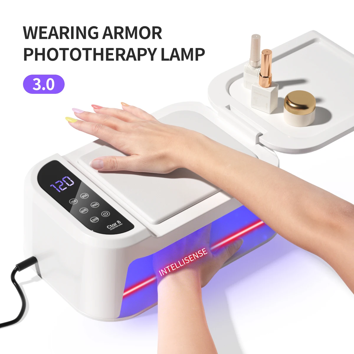 Lampe de luminothérapie LED pour les mains, séchoir à colle UV, sèche-ongles rapide, durcissement du vernis à ongles, lampe UV avec 5 minuteries pour les doigts, N64.1 pièce