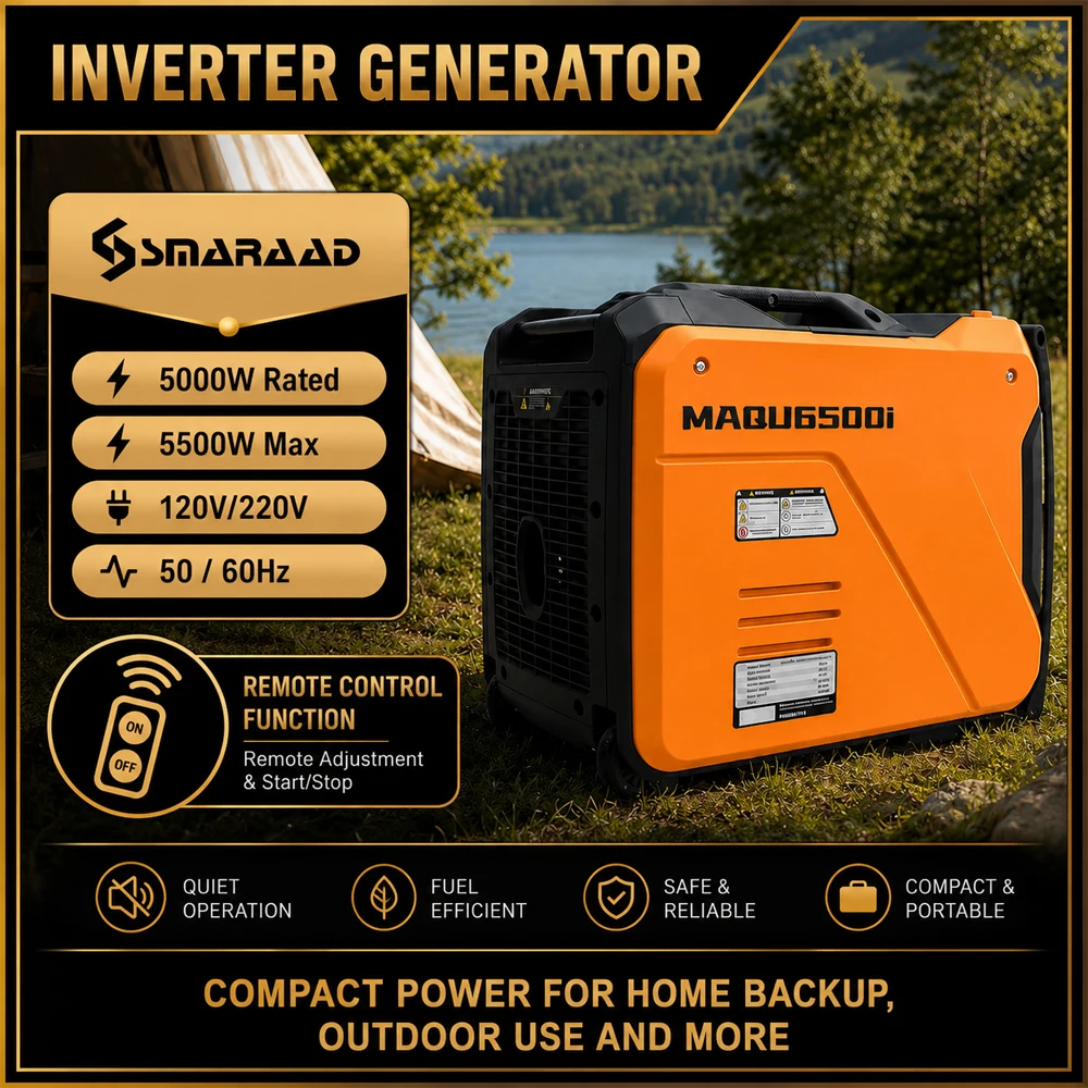 5500W Gas Powered Portable Inverter Generator Super Quiet for Camping Tailgating Home Emergency Use,
