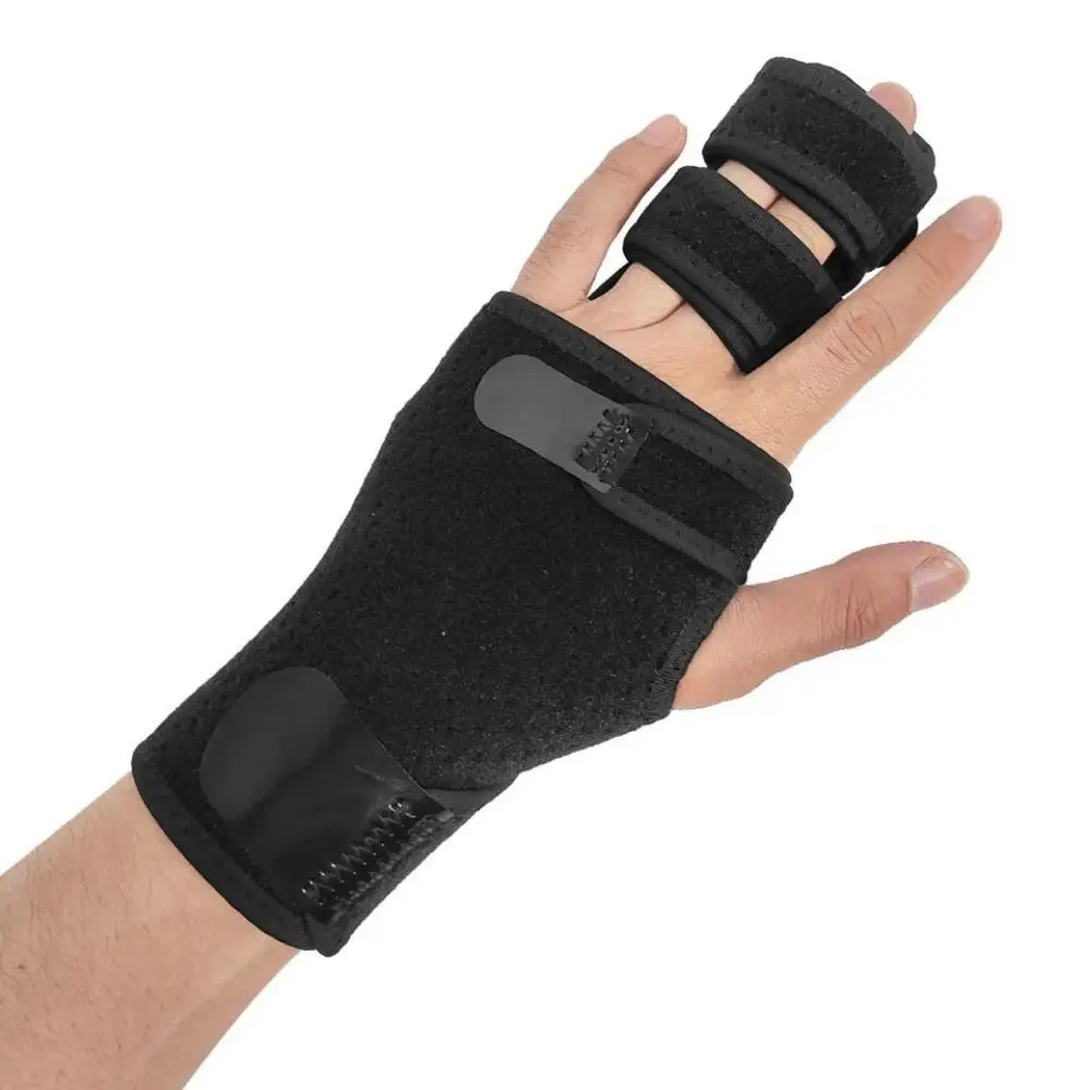 

Adjustable Double Fingers Splint Left/Right Locking Finger Protector Night Support Soft Stroke Stabilizer Wrap Ring Fingers