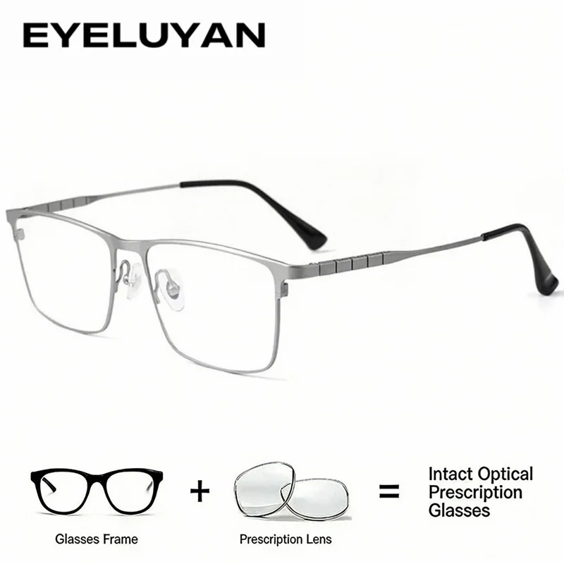 

EYELUYAN Men's Pure Titanium Full Rim Frame Prescription Glasses Myopia Spectacles with Prescription Lenses High-quality