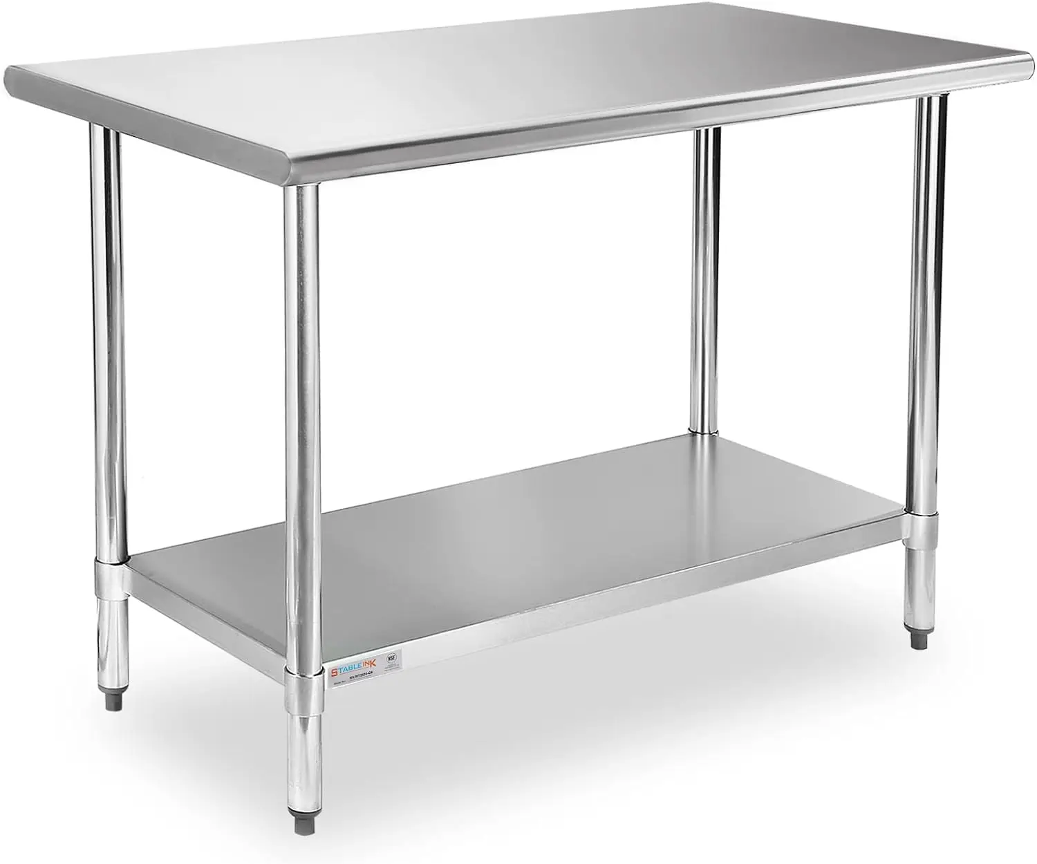 NSF Stainless Steel Table, 24 x 48 Inches Metal Prep & Work Table with Backsplash, Adjustable Undershelf and Table Foot,