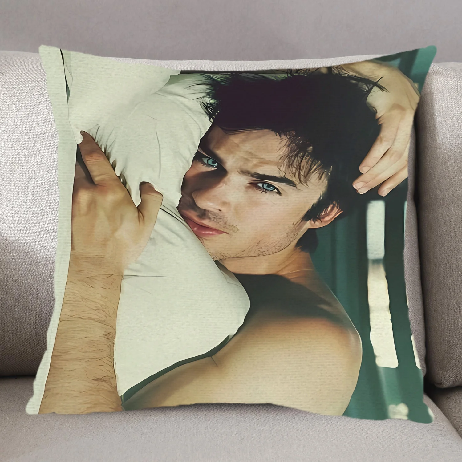 Handsome Man Pillow Case, Celebrity Style Cushion Cover, Romantic Bedroom Decor for Sofa Living Room Gift