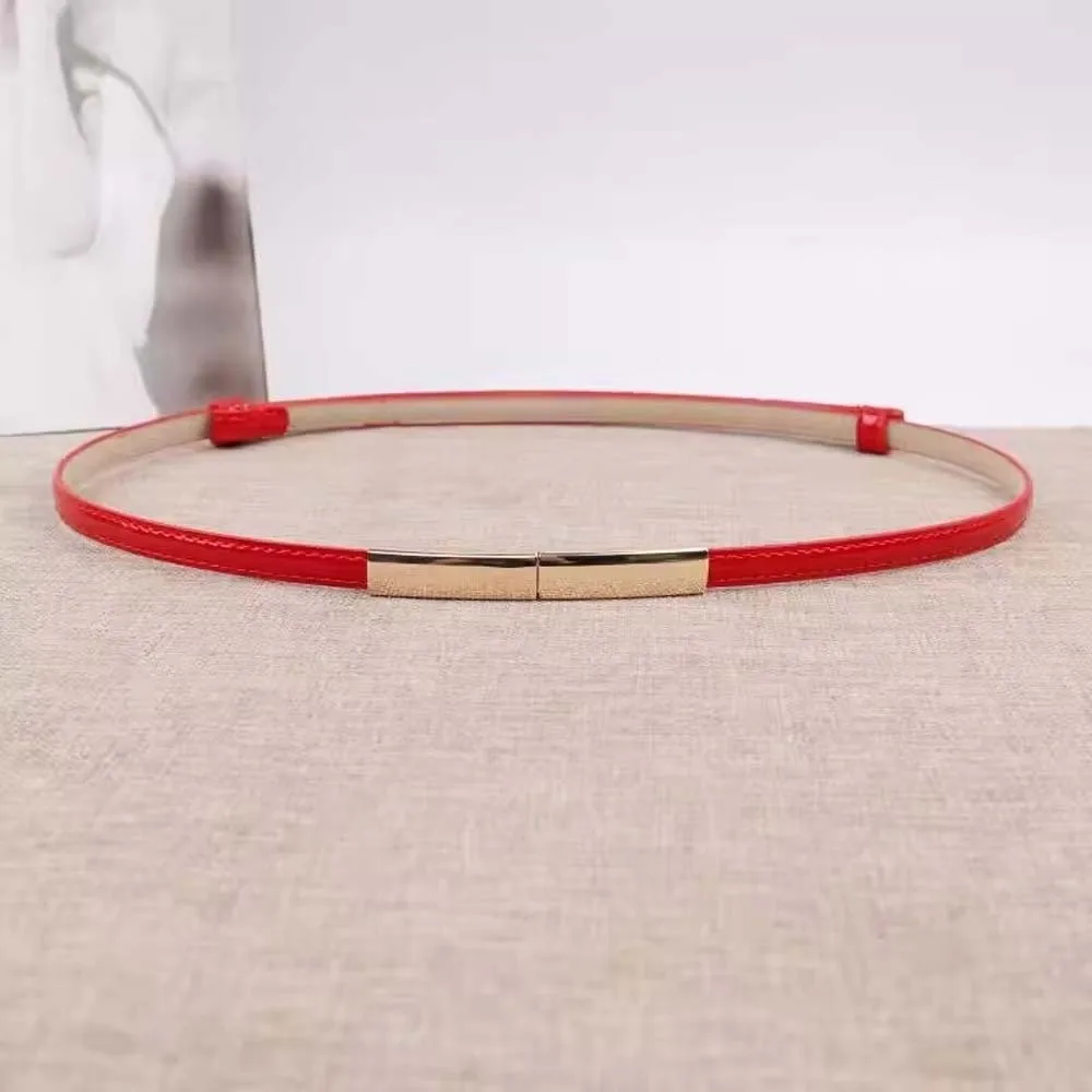 

Simple Adjustable Patent Leather Belt Solid Color Durable Thin Buckle Belt Versatile Clothes Accessories Women Waistband Party