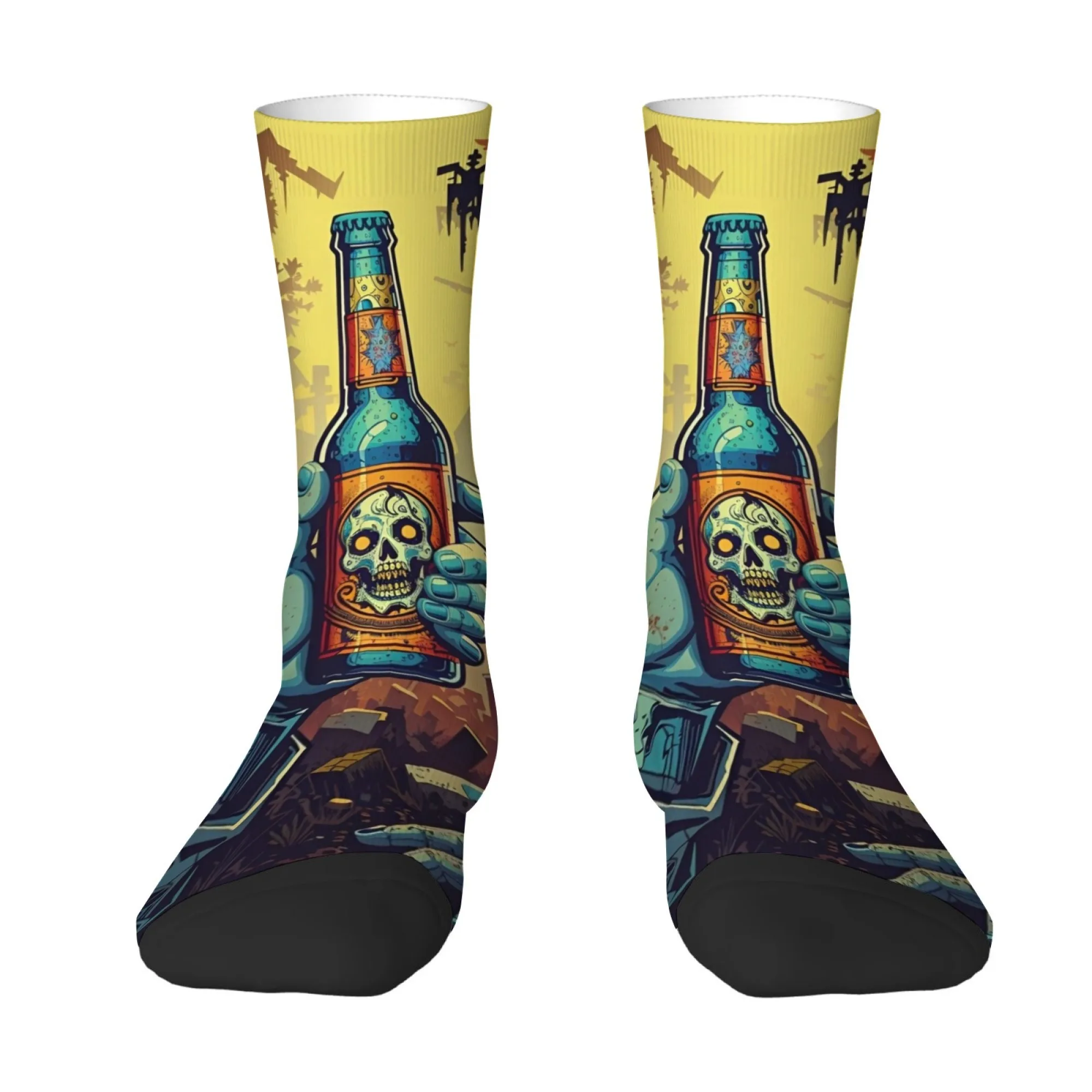 

Забавные мужские носки в стиле Харадзюку с принтом Hell Zombie Beer Crazy Hip-Hop, ретро-модные, для активного отдыха и спорта