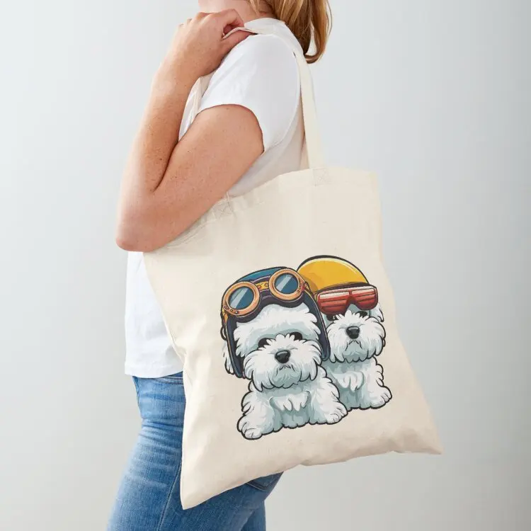 

Maltese Sticker Tote Bag shopping bags foldable eco pack Women's shopper bag tote bag custom