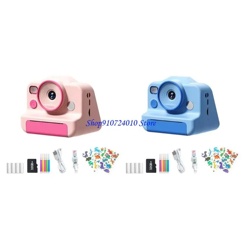 

77HD Education Kids Camera Toy with 32GB Card Instantly Photo Printing Photography Toy