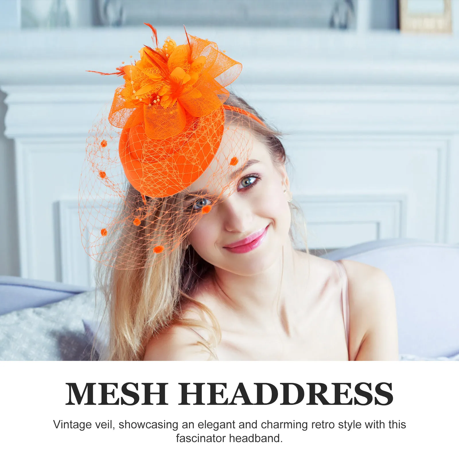 

Stylish Vintage Fascinator Headband for Women Classic Color Scheme Comfortable Mesh Veil Hair Accessory for Wedding Bridal