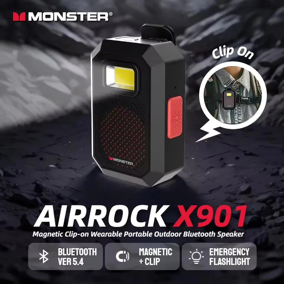 

AirRock X901 Wearable Portable Bluetooth 5.4 Speaker Magnetic Clip-on Sound Box TWS Stereo Wireless Portable Speakers