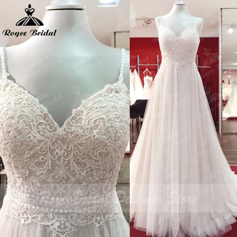 

Elegant Blush Pink Boho Wedding Dress Lace A Line Open Back Spaghetti Straps Beach Bridal Gowns Robe De Mariee Roycebridal 2025