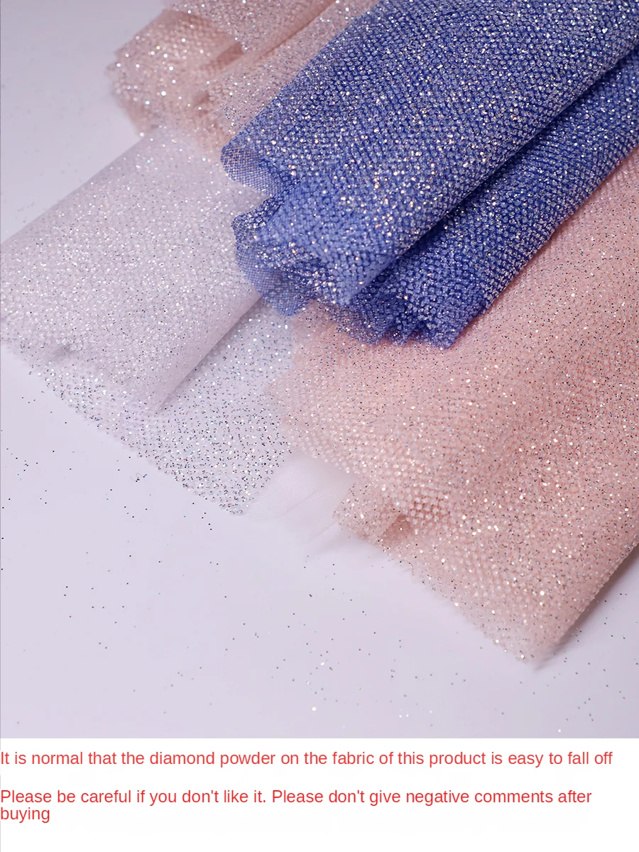 Tulle Fabric Glitter By 2 Meters for Wedding Dresses Skirts Sewing Colorful Mesh Yarn Cloth Soft Diy Encrypted White Pink Summer