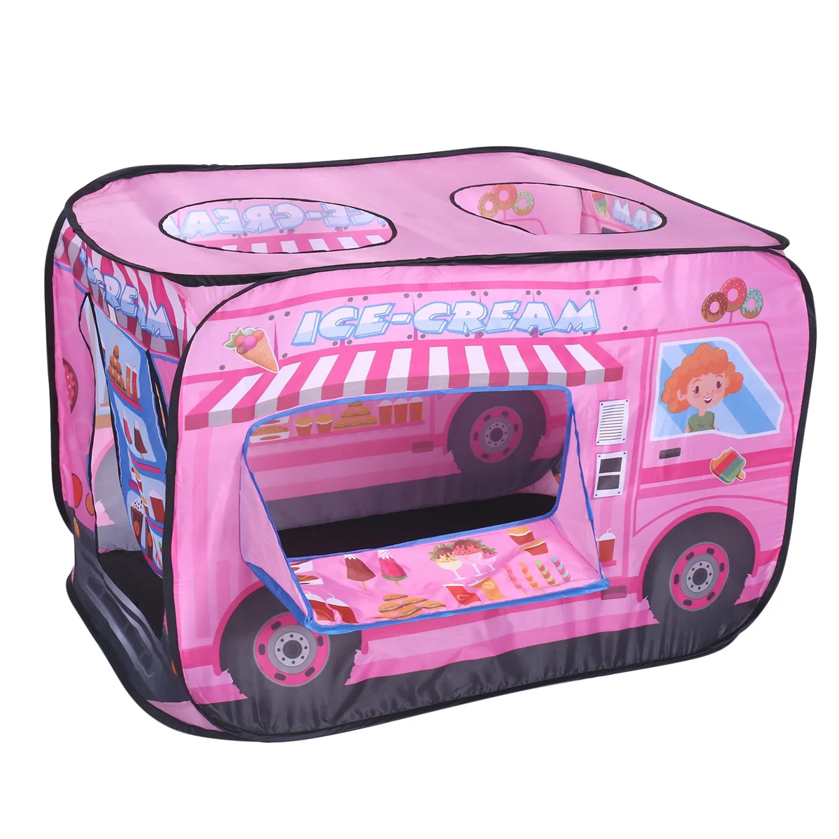 Ice Cream Truck Kids Play Tent - Foldable Indoor and Outdoor Playhouse for Toddlers, Boys and Girls