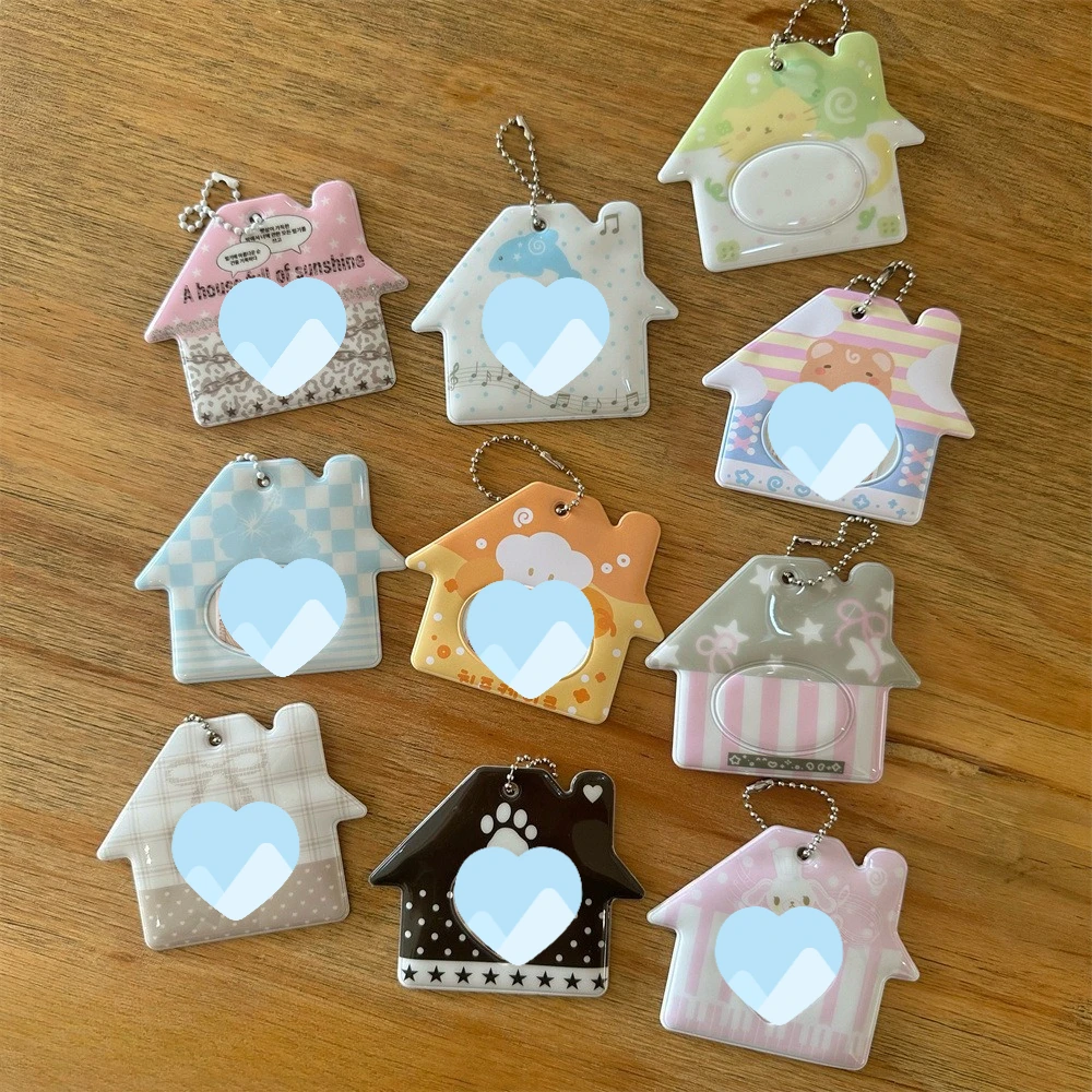 Ins Style Cute Striped Room Design 2-inch ID Photo Card Holder, Big Head Sticker, Photo Storage Bag Pendant
