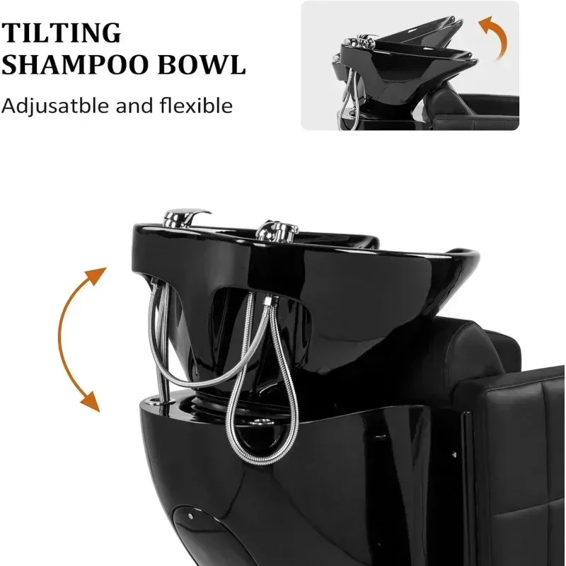 وعاء صالون QAZ8-OySalon و. كرسي بمقعد عريض جدًا وحوض غسيل الشعر من البورسلين. وحدة شامبو لـ Beauty Spa Ba #5