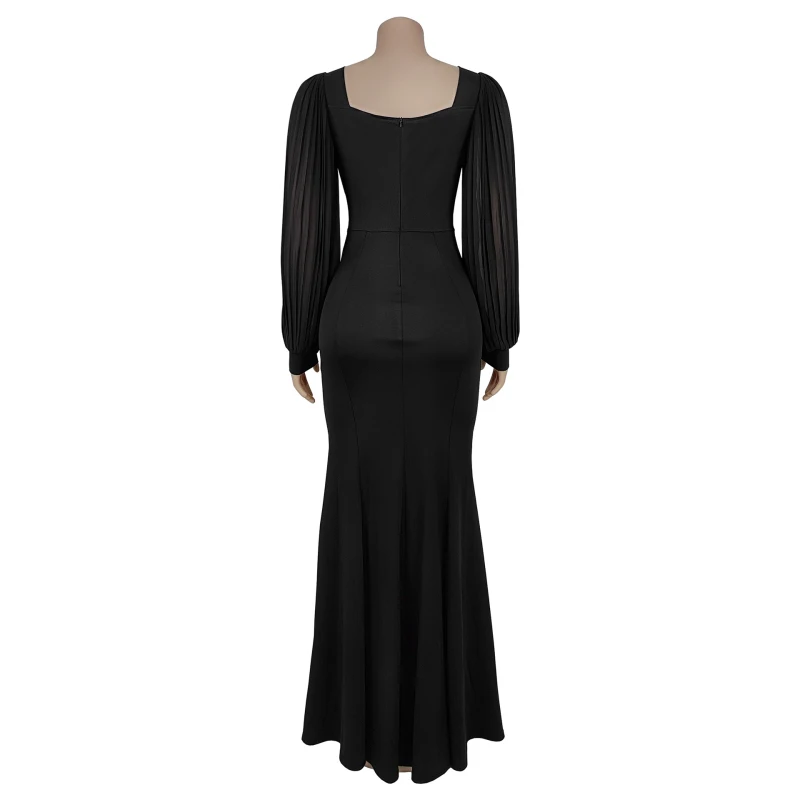 ผู้หญิงที่สง่างามชุดที่รักคอเพชรB Odyconเมอร์เมดMaxi D Ressกับเชียร์พัฟแขนเหตุการณ์ค่ําพรรคVestidos