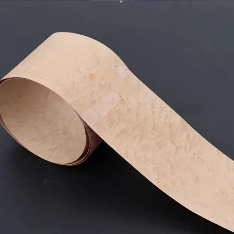 0.5mm Solid Wood Natural Bird's Eye Maple Wood Veneer for Cabinet Doors Woodworking DIY Guitar Top Furniture Panels L:200X13cm