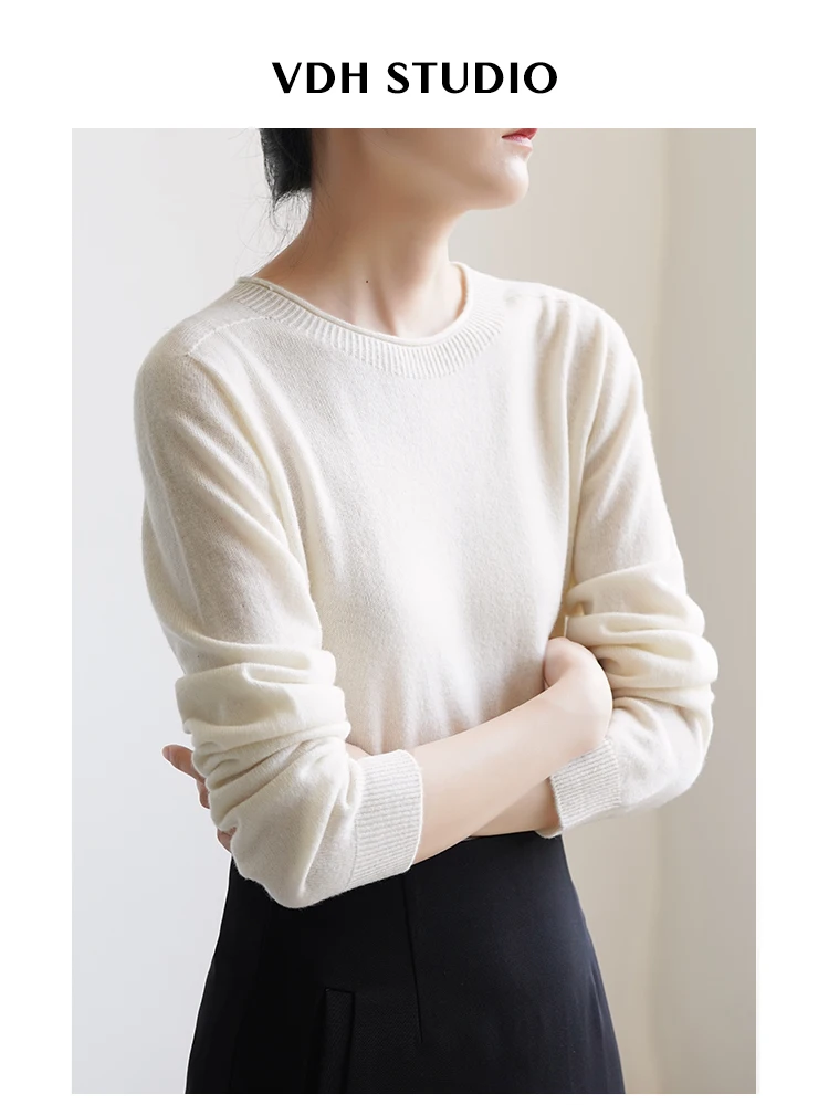 

VDH Studio Sl One-Piece 00 Wool Knitwear Cuffed round Ne Long Sve Base Layer Women's Spring Faion Commute Sle