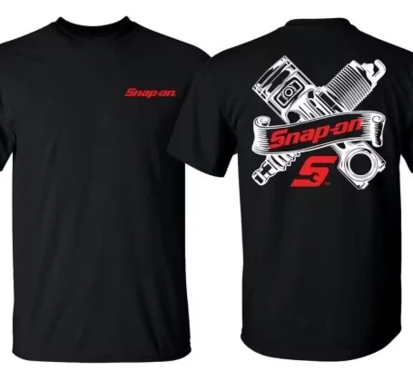 2026 Vintage Car Engine Piston Graphic Tee for Men Double‑Sided Print Short Sleeve O‑Neck Cotton Mechanic Work Casual T‑Shirt