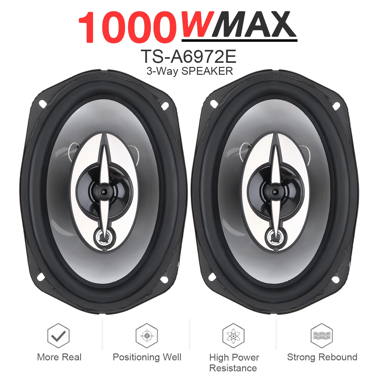 

TS-A6972E 1000W 3 Way Car Coaxial Auto Audio Music Stereo Full Range Frequency Hifi Speakers Non Destructive Installation