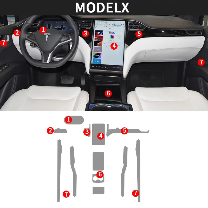 Tpu Transparent Film for Tesla Model 3 Y Model X S Car Interior Sticker Center Console Gear Touch Screen Dashboard Door Panel