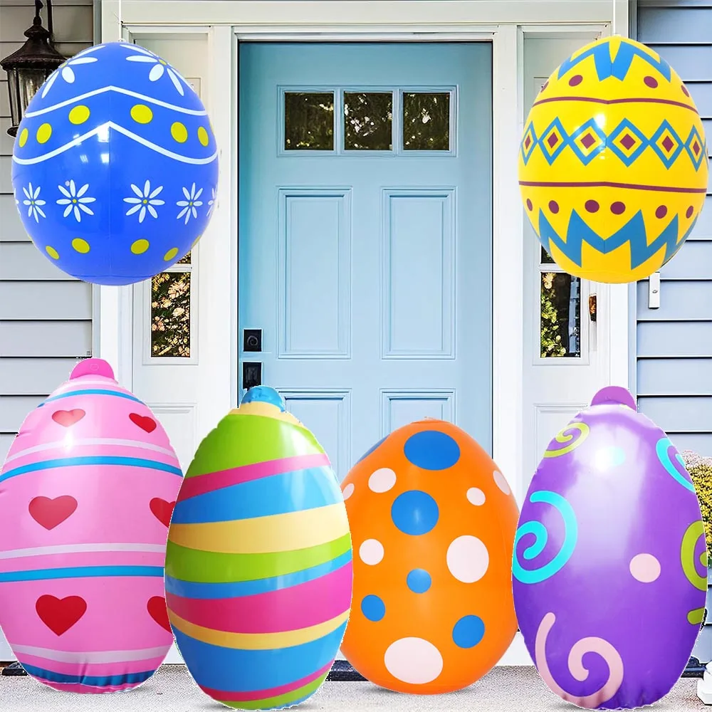 Inflatable Easter Egg Decor Colorful Easter Egg Inflatable Decor Kid Toy Egg Inflatable Easter Eggs Ornament for Indoor Outdoor