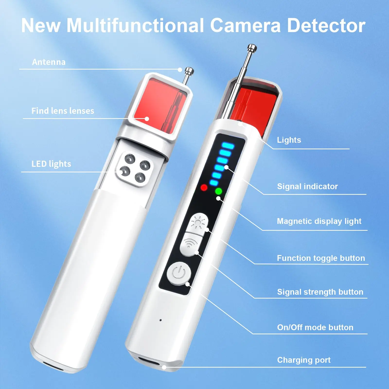 Portable Hidden Camera Detector RF Signal Scanner Anti-Spy GPS Tracker Bug Wireless Listening Device for Hotel ,Travel Security