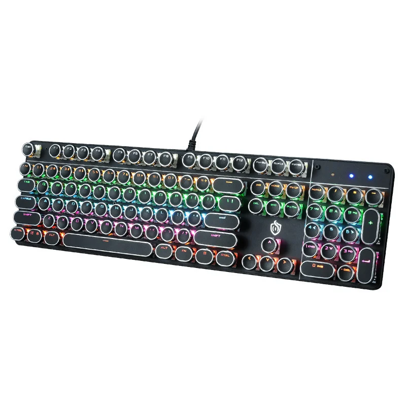 

2024 HJK900 Punk Mechanical Keyboard 104 Key Metal Backlight Computer Wired Universal Backlit Round Keycaps Gaming Keycaps