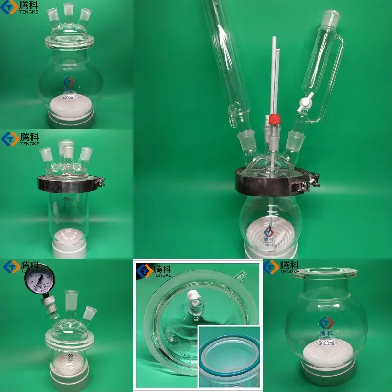 Round Bottom Flask Three or Four Mouth Open Reactor Glass Reaction Tank Laboratory Ware Resistant to High Temperature Electric H