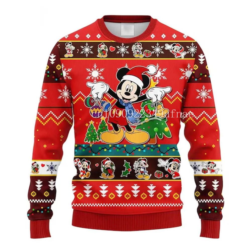 

2025Disney Christmas Sweater Men's Womens 3d Ugly Sweater Mickey Ugly Christmas Sweater Anime Xmas Gifts Sweater