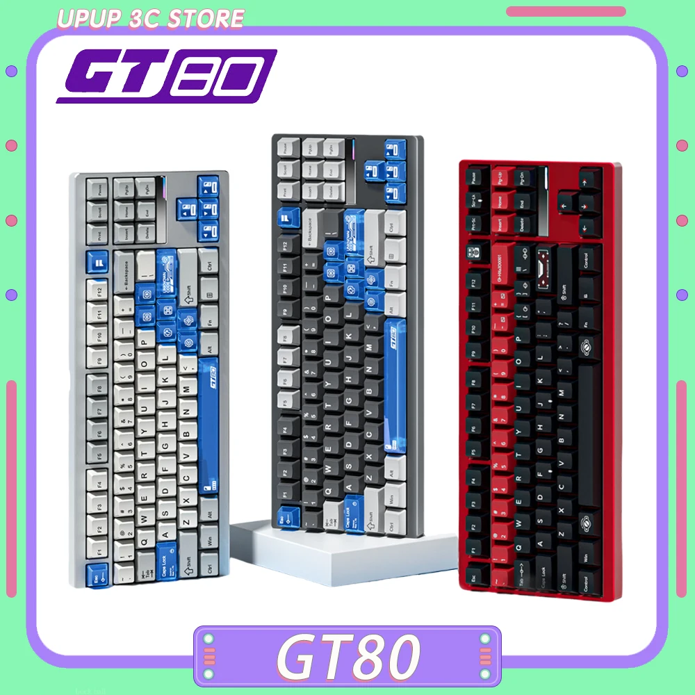 FURYCUBE GT80 Game Mechanical Keyboard Tri Mode 2.4G Bluetooth Wireless Keyboard Hot swap RGB Gaming Keyboards Customize Gift