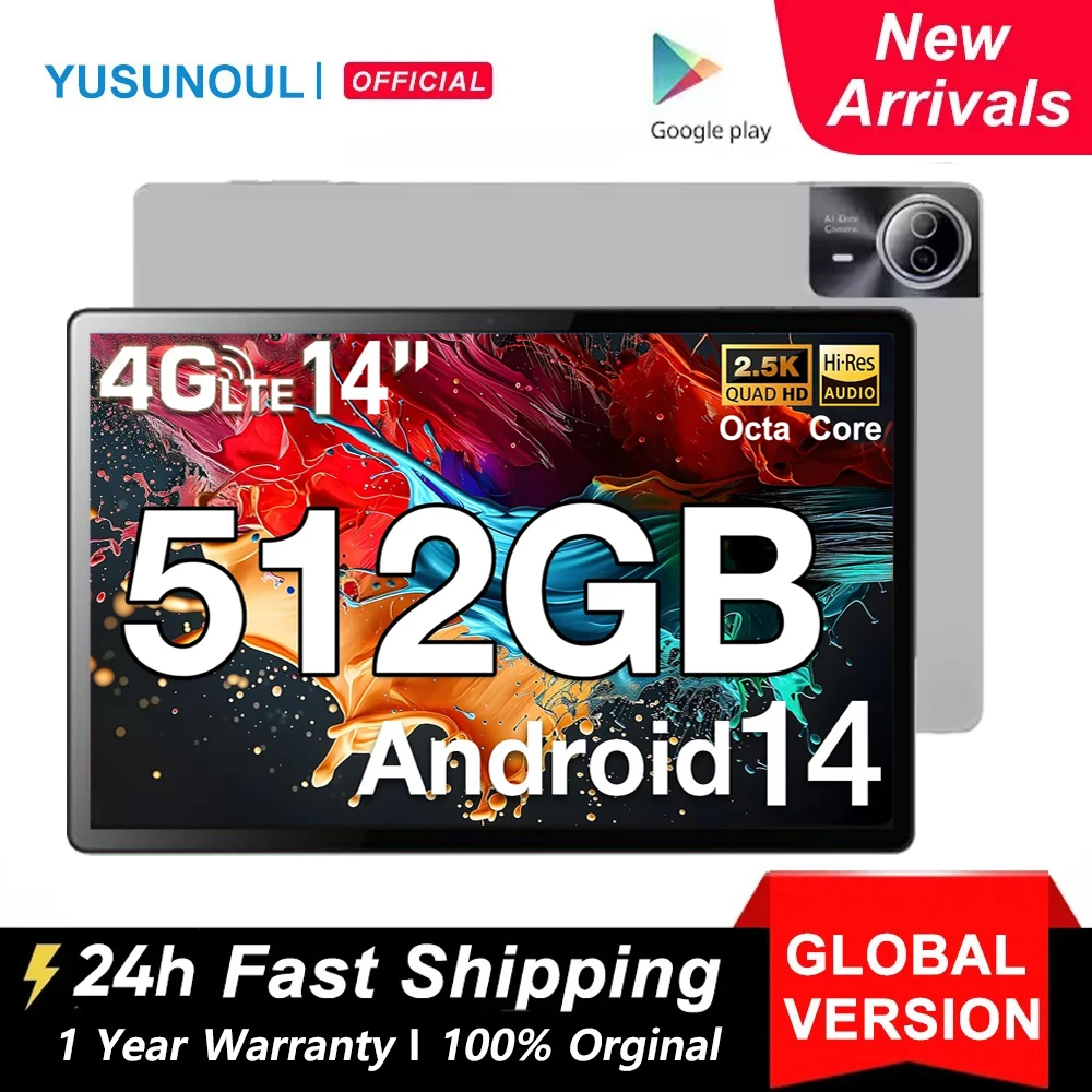 New flagship 14 Inch Android 14 Tablet Pc 16GB+512GB 2.5K IPS 12900mAh 5G WiFi Bluetooth Google Play A-GPS Tab 14