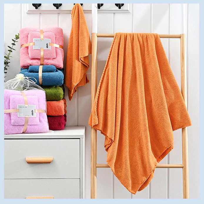 Coral Velvet Towel Set Bath Towel Household Large Size Water Absorbing Quick Drying Swimming Beach Towel Bathroom Accessories