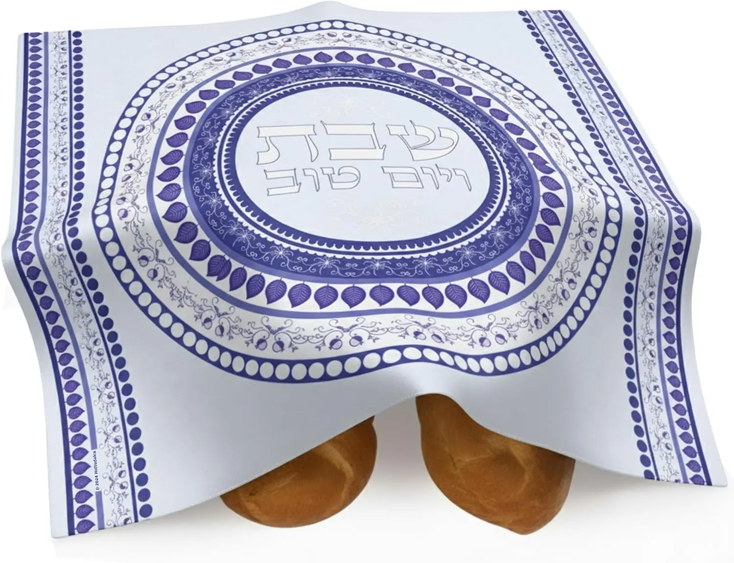 Housse de Challah en polyester avec imprimé Mandala bleu pour Shabbat, nappe de table élégante, cadeau judaïque