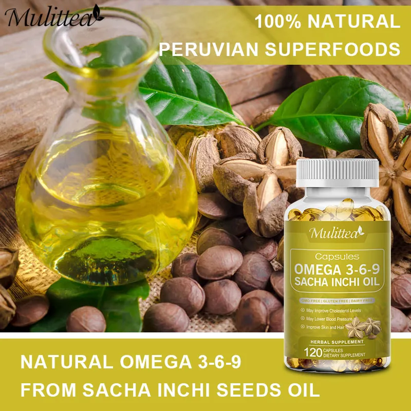 Mulittea Sacha Inchi Omega 3 Capsules Helps Gut Health Brighten skin colour Inflammation and Joint Eye Heart Bone Healthy