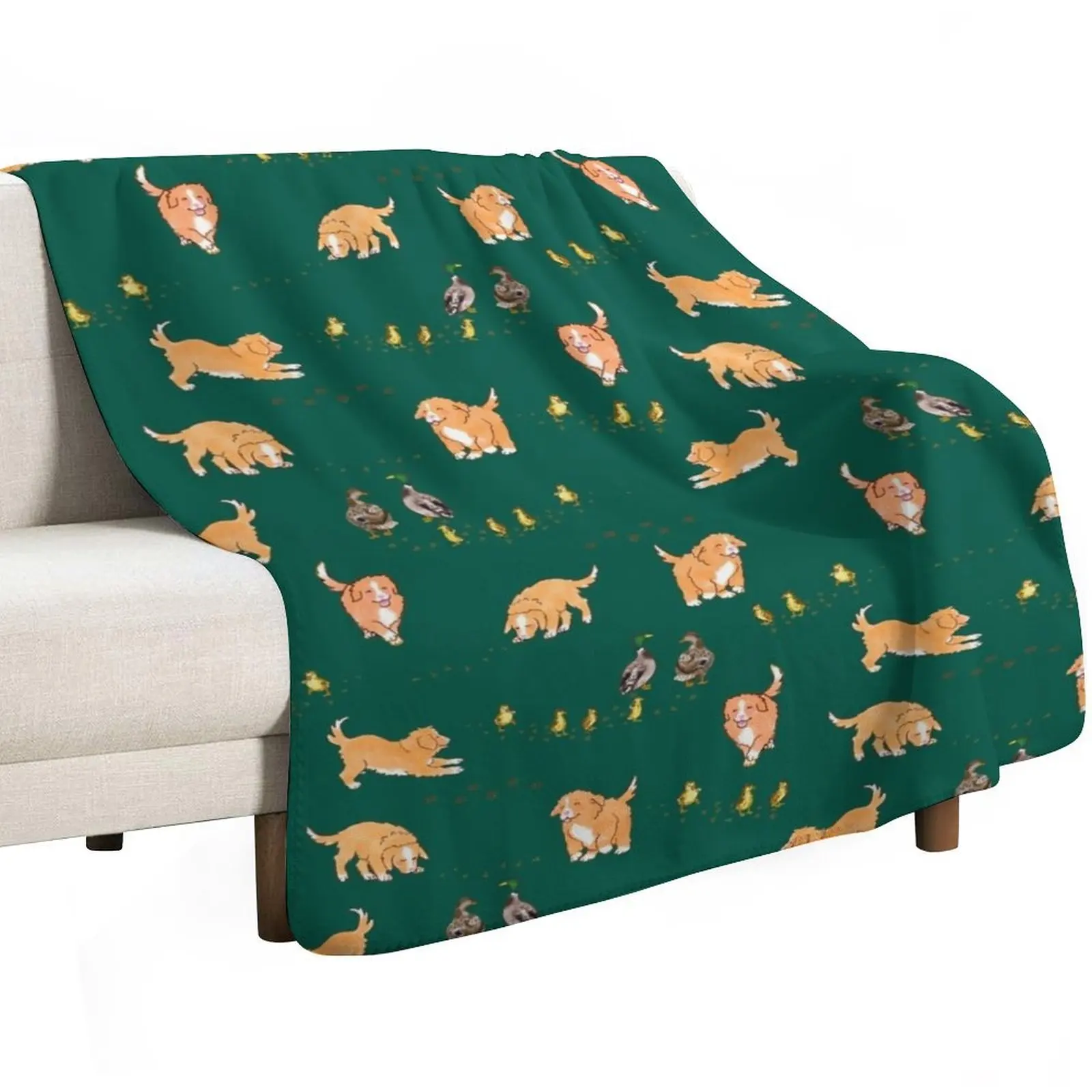 Toller Puppies and Ducklings - Forest Green Throw Blanket Giant Sofa Travel Hair decorative Bed Fashionable Weighted Blankets