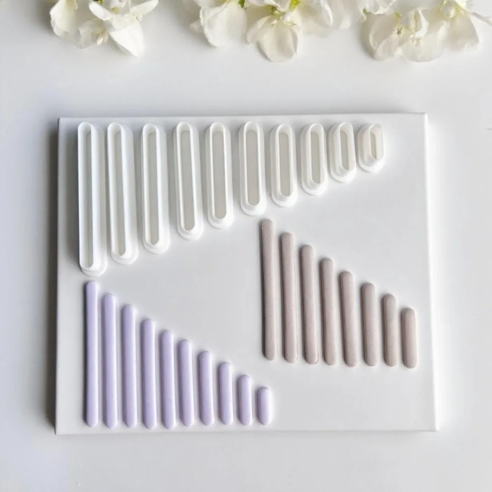Conjunto de 10 Peças de Moldes de Argila Polimérica com Design de Franjas Listradas Verticais, Moldes Artesanais em Forma de Tira, Adequados para DIY de Brincos e Pingentes