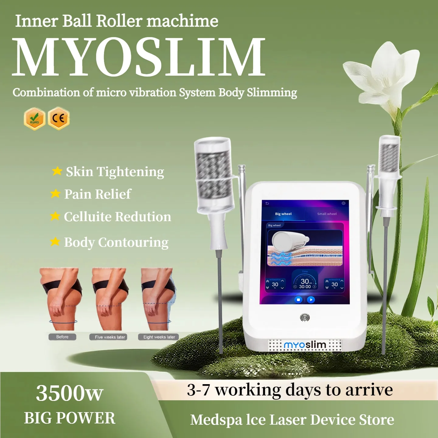 

MYOSLIM 6500W 200Hz Vacuum Roller 360° Infrared Cellulite Reduction Body Slimming Professional Inner Ball Massager