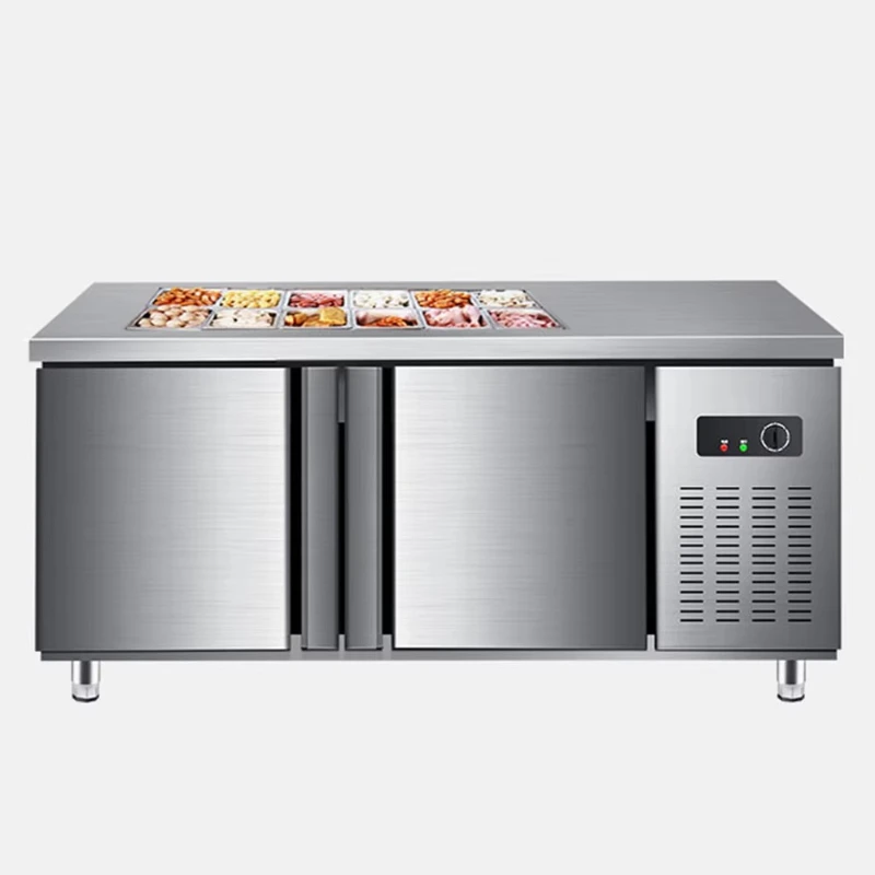 60-Inch 2-Door Giant Top Sandwich Preparation Table Refrigerator-Refrigerated Salad Preparation Station Table
