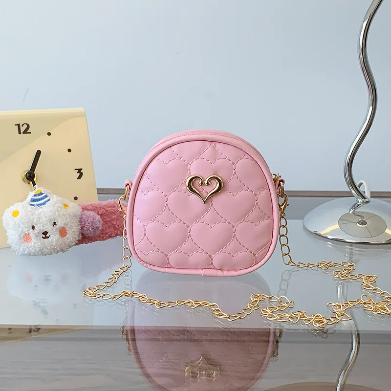 Children's Girl Crossbody Bags Cute Heart Designed Kids Shoulder Bags Handbags Sweet Love Fashionable Princess Travel Coin Purse