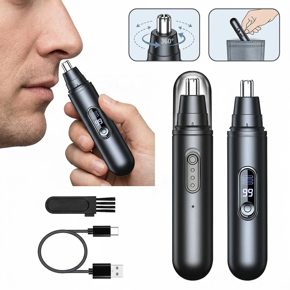 

Electric Nose Hair Trimmer for Man Portable Rechargeable Hair Remover for Nose and Ears Mini Men's Electric Nose Hair Shaver