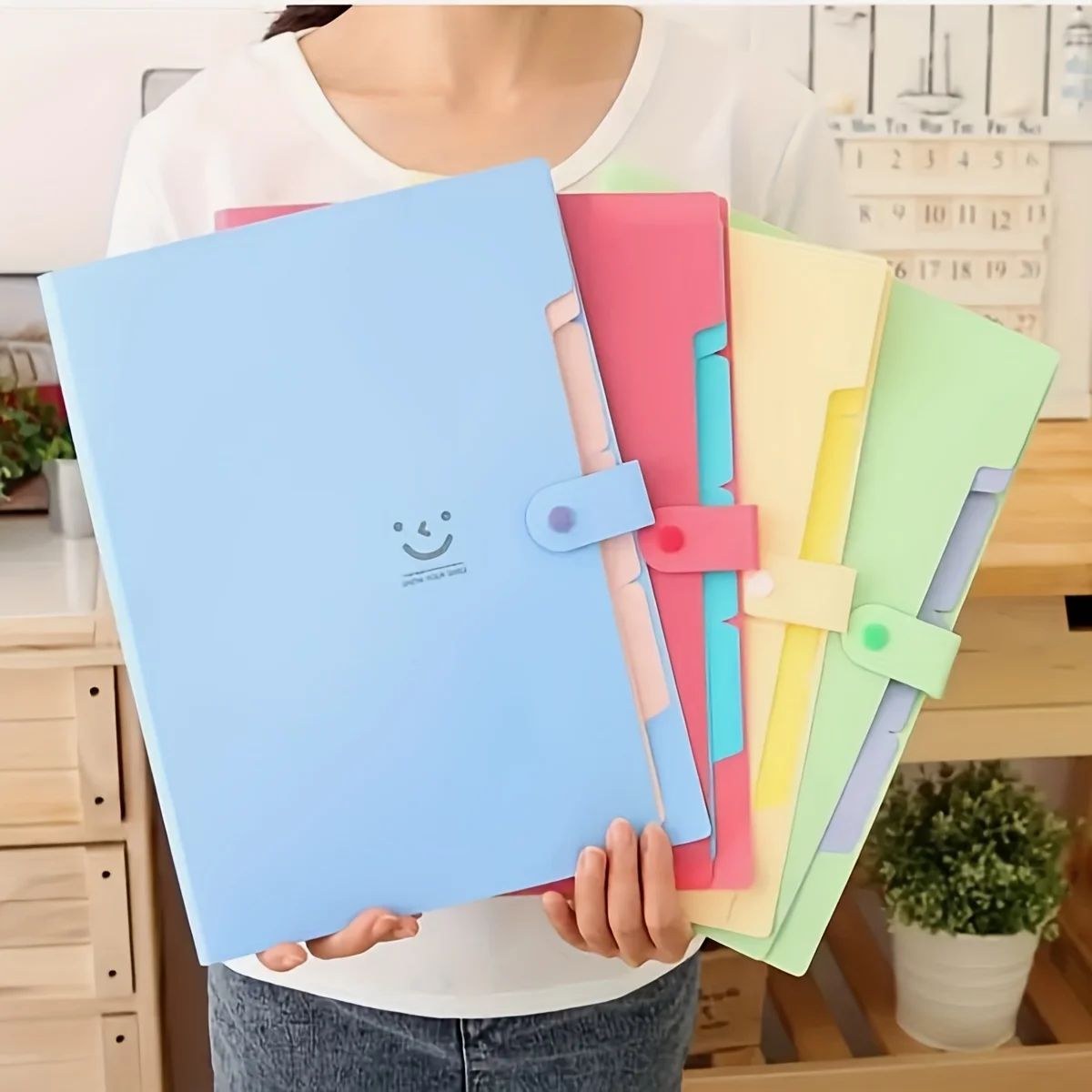 Colorful Multi-Layer A4 File Folder Durable PP Creative Organizer with Snap Closure for Document Storage Ideal for Students