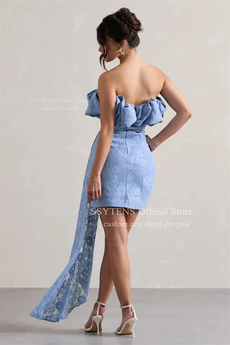 SSYTENS Sexy bleu Mini robes De bal Chic dentelle robes De soirée courte sirène robes De Mujer Elegantes Para Fiesta personnalisé