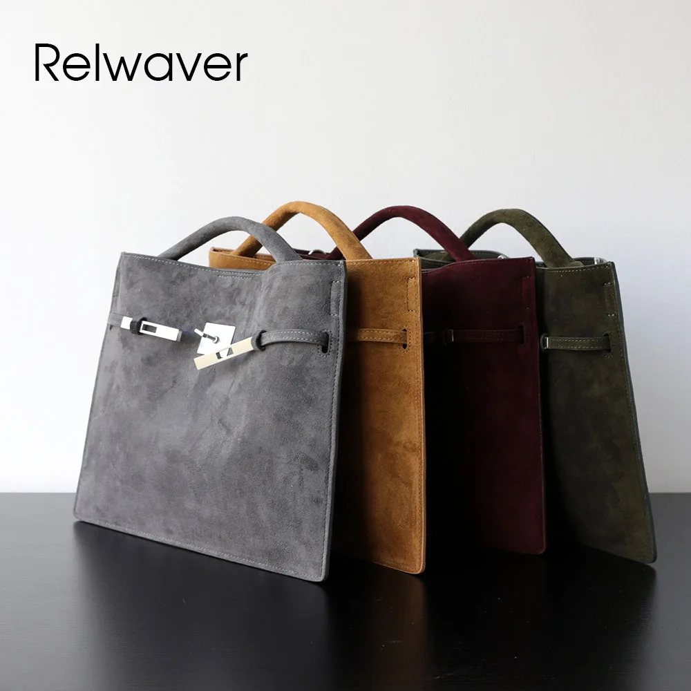 Relwaver bolsa de ombro feminina camurça couro fino mensageiro sacos 2025 inverno moda bolsa chique grande cruz corpo saco