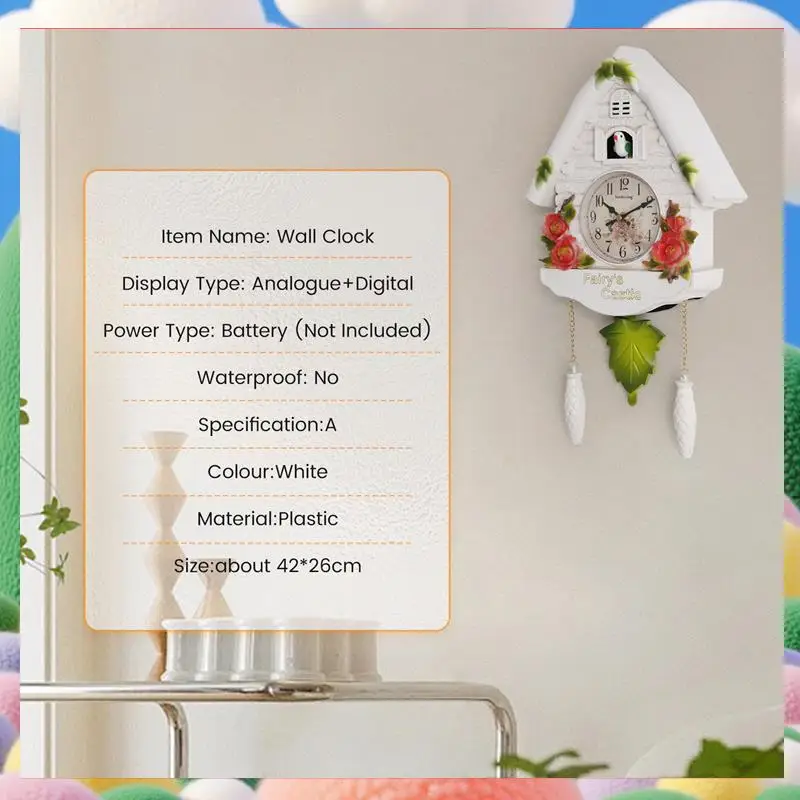 

Cute Bird Wall Clock Cuckoo Alarm Clock Cuckoo Clock Living Room Watch Brief Children Bedroom Decor Home Day Time Alarm Clocks-A