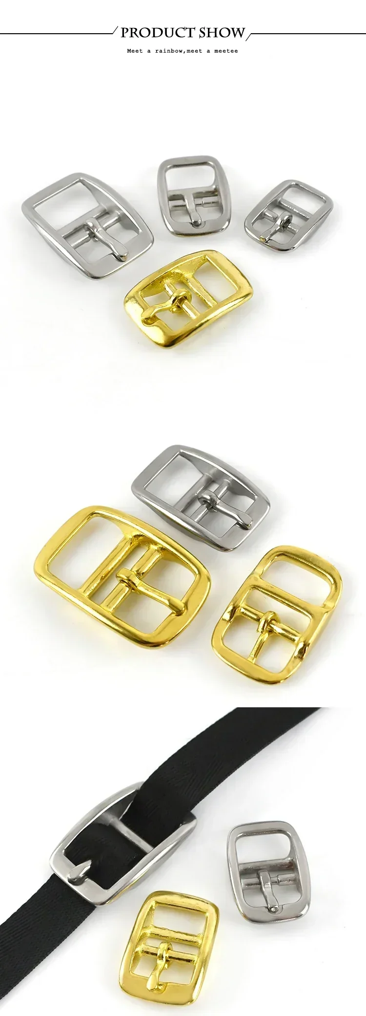 2/5Pcs Solid Brass Belt Buckle 304 Stainless Steel Bag Pin Buckles Adjuster Waistband Slider Clasp DIY Leather Craft Accessories