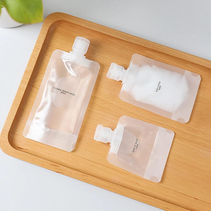 1pcs Transparent Refillable Flip Cap Packaging Bag Plastic Stand Up Spout Pouch Portable Travel Liquid Dispenser Makeup Pack