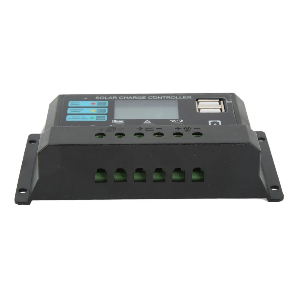 12 فولت/24 فولت جهاز تحكم يعمل بالطاقة الشمسية شاشة الكريستال السائل 5 فولت 1A USB الناتج لوحة طاقة شمسية تحكم 10A/20A/30A الأسود الشمسية جهاز التحكم في الشحن #5